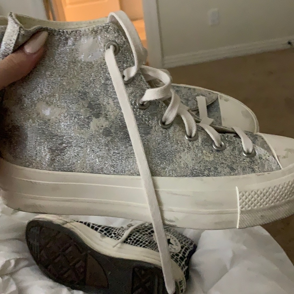 Patterned high top platform converse